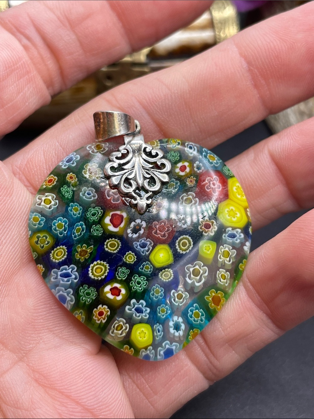 Millefiori glass and 925 pendant - Picture 5 of 7